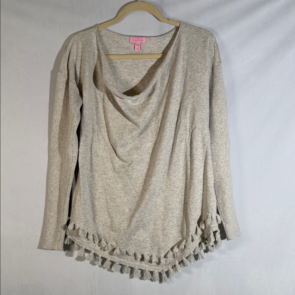 Lilly Pulitzer Sweater Size M Light Gray Cotton